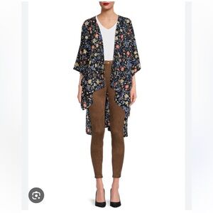 NWT! Time And Tru Women's Waterfall Floral Layering Kimono Top One Size Fits All